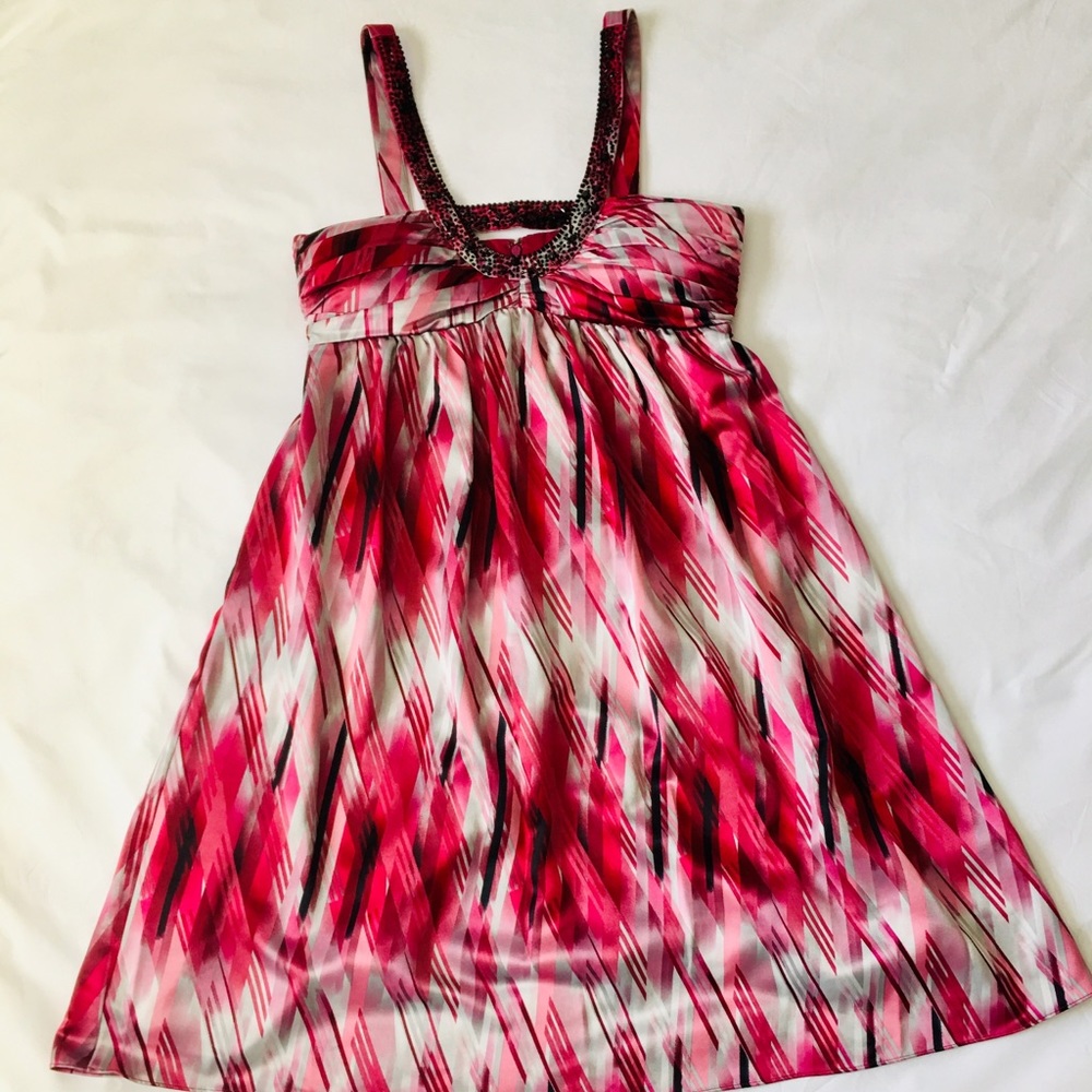 Max and Cleo Reddish-Pink Patterned Cocktail Dress
